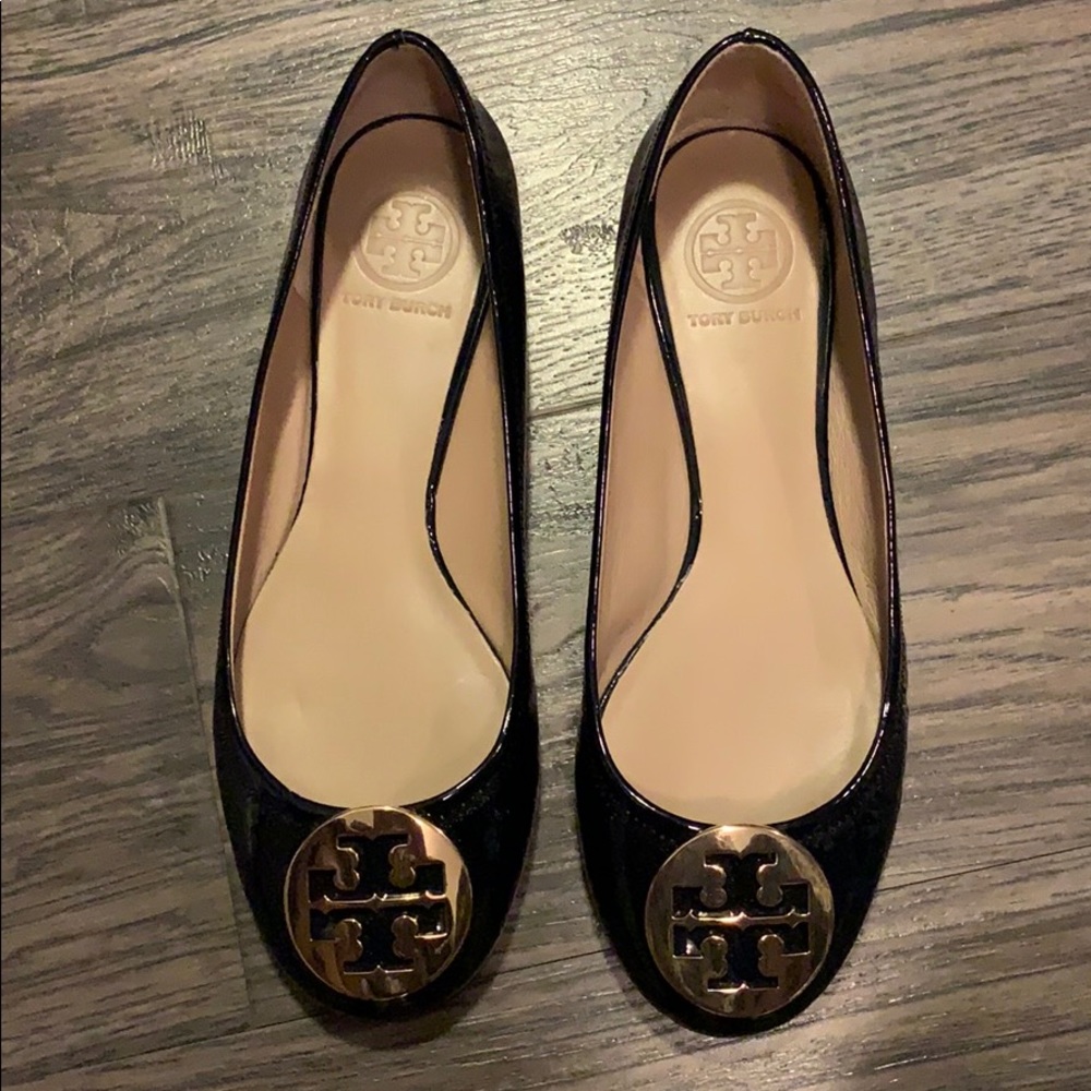 Tory Burch Sz 8 Navy Reva Patent Leather Flats